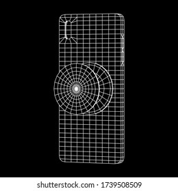 Smartphone Cellphone Pop Socket Holder. Wireframe low poly mesh vector illustration.