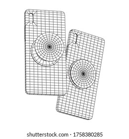 Smartphone Cellphone Pop Socket Holder. Wireframe low poly mesh vector illustration.