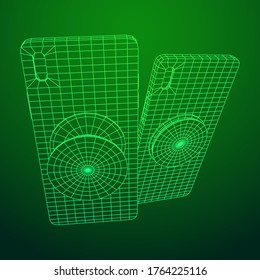 Smartphone Cellphone Pop Socket Holder. Wireframe low poly mesh vector illustration.