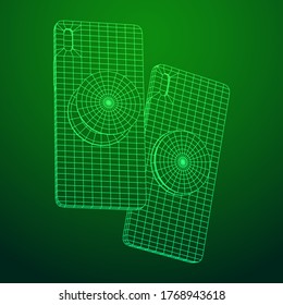 Smartphone Cellphone Pop Socket Holder. Wireframe low poly mesh vector illustration.