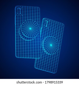 Smartphone Cellphone Pop Socket Holder. Wireframe low poly mesh vector illustration.