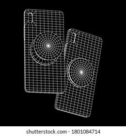 Smartphone Cellphone Pop Socket Holder. Wireframe low poly mesh vector illustration.