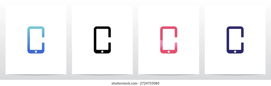 Smartphone Celular Líneas simples Letra Logotipo inicial Diseño C