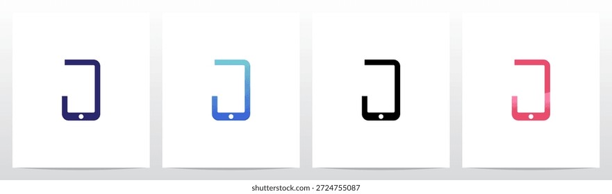 Smartphone Handy Einfache Linien Buchstabe anfängliches Logo Design J