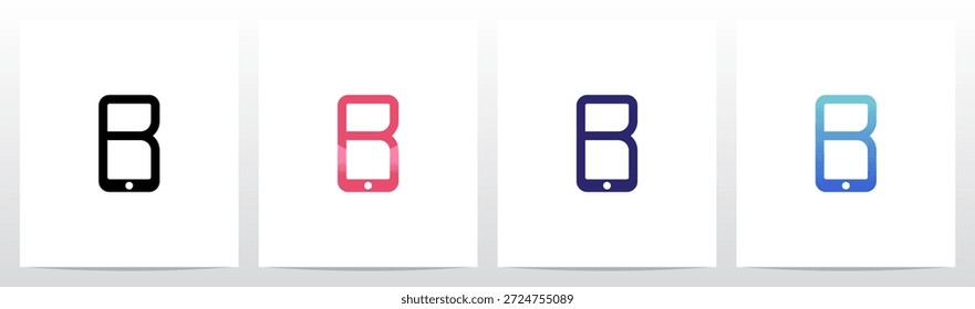 Smartphone Celular Líneas simples Letra Diseño de logotipo inicial B