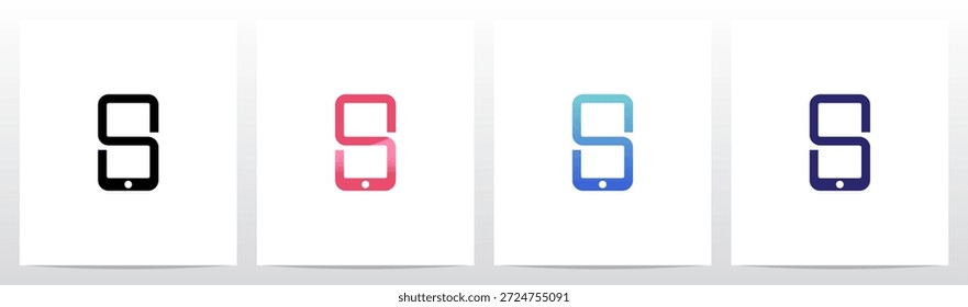 Smartphone Cellphone Simple Lines Letter Initial Logo Design S