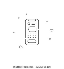 Smartphone, cellphone simple vector line icon. Symbol, pictogram, sign isolated on white background. Editable stroke. Adjust line weight.