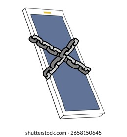 Smartphone with chain Security Concept.
Protection against hacker attacks. illustration