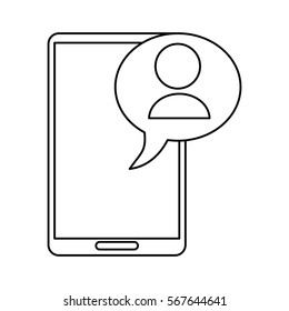 smartphone character chat bubble speech linear