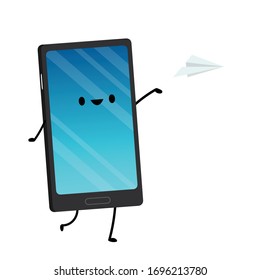 Smartphone character design.  Smartphone on white background.