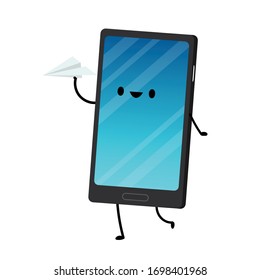 Smartphone character design.  Smartphone on white background.