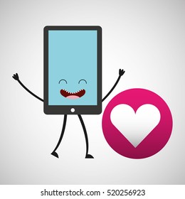 smartphone character and heart love vector illustration eps 10