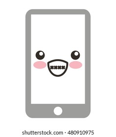 smartphone character kawaii style vector illustration design
