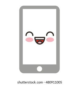 smartphone character kawaii style vector illustration design