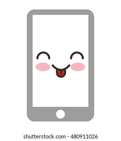 smartphone character kawaii style vector illustration design