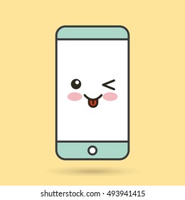 smartphone character kawaii style vector illustration design
