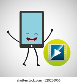 smartphone character and video player vector illustration eps 10