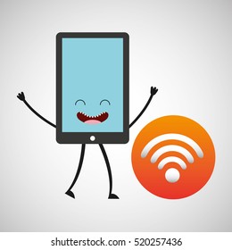 smartphone character and wifi internet vector illustration eps 10