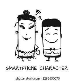 Smartphone characters, sketch for your design