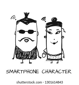 Smartphone characters, sketch for your design