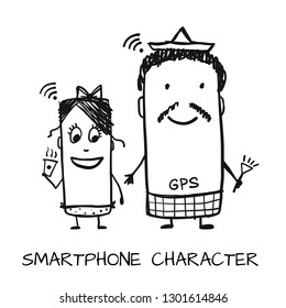 Smartphone characters, sketch for your design