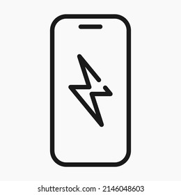 smartphone charge simple line icon vector flat illustration