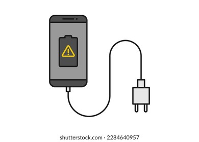 Smartphone charger adapter line icon sign symbol vector, smartphone, electric socket, adapter, damaged battery notification