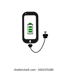 Smartphone and charger battery adapter Vector illustration in flat style