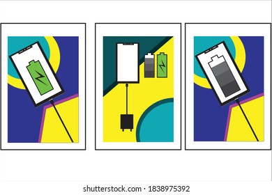 Smartphone charger battery vector flat design