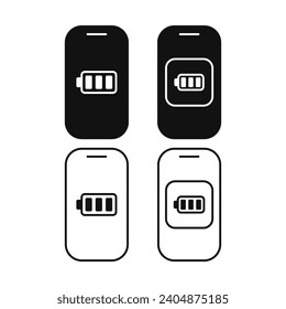 smartphone charging battery accumulator simple line shape icon vector flat illustration