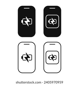 smartphone charging battery accumulator simple line shape icon vector flat illustration