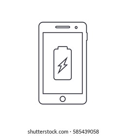 Smartphone charging battery outline icon. Vector design template.