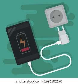 Smartphone charging concept vector illustration