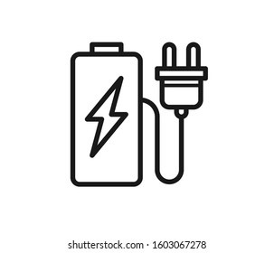 Smartphone charging icon vector, phone connect to the charger icon