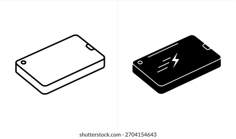 Smartphone with charging symbol and blank screen, isolated on white background. Ideal for showcasing mobile technology, apps, and digital communication. Vector art.