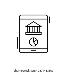Teléfono inteligente, gráfico, icono bancario. Línea simple, contorno vectoriales elementos de negocios y finanzas iconos para ui y ux, sitio web o aplicación móvil