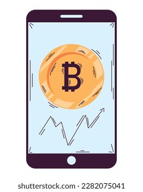 smartphone with chart growth and investment data over white