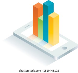 Smartphone and chart - Isometric Illustration