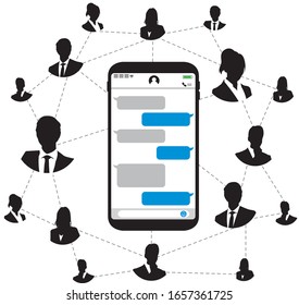 Smartphone-Chat App Vektorillustration Illustration.
