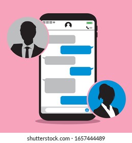 Ilustración vectorial de la aplicación de chat Smartphone.