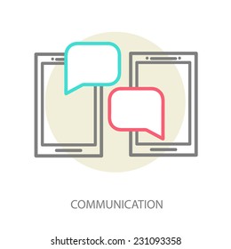 smartphone. Chat application template ,can place your own text in the message boxes. Line vector illustration eps 10