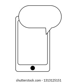 smartphone with chat bubble black and white