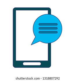 smartphone with chat bubble blue lines