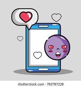 smartphone with chat bubble emoji message