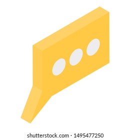 Smartphone chat bubble icon. Isometric of smartphone chat bubble vector icon for web design isolated on white background