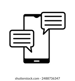 Smartphone with chat bubble, illustration of online text message icon vector