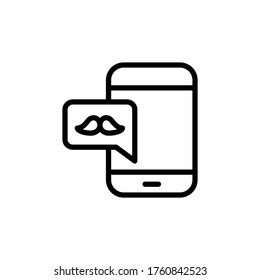 Smartphone, chat bubble, mustache icon. Simple line, outline vector elements of cultural activities icons for ui and ux, website or mobile application