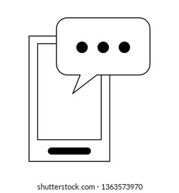 Smartphone with chat bubble symbol in black and white