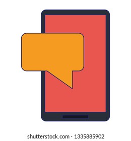 smartphone chat bubble symbol blue lines