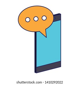Smartphone with chat bubble symbol vector illustration graphic design